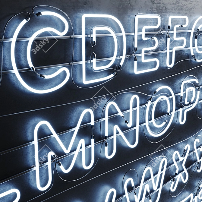 Glowing Neon Alphabet Set 3D model image 3