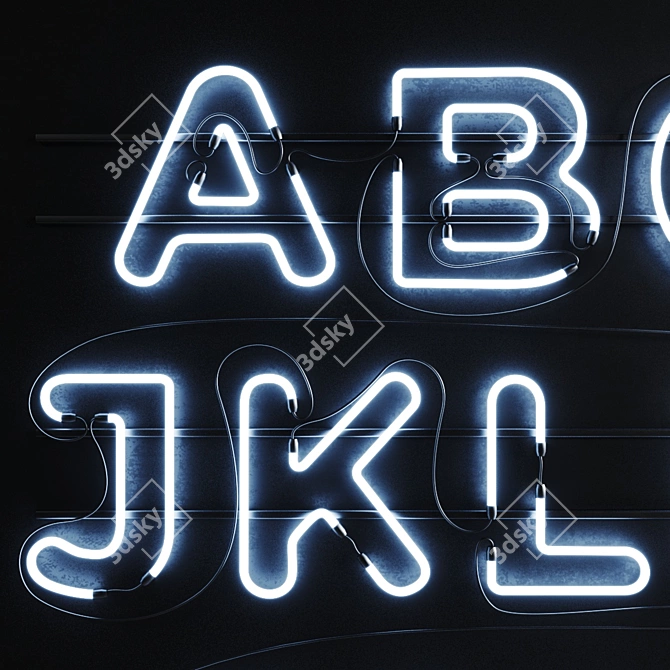 Glowing Neon Alphabet Set 3D model image 4