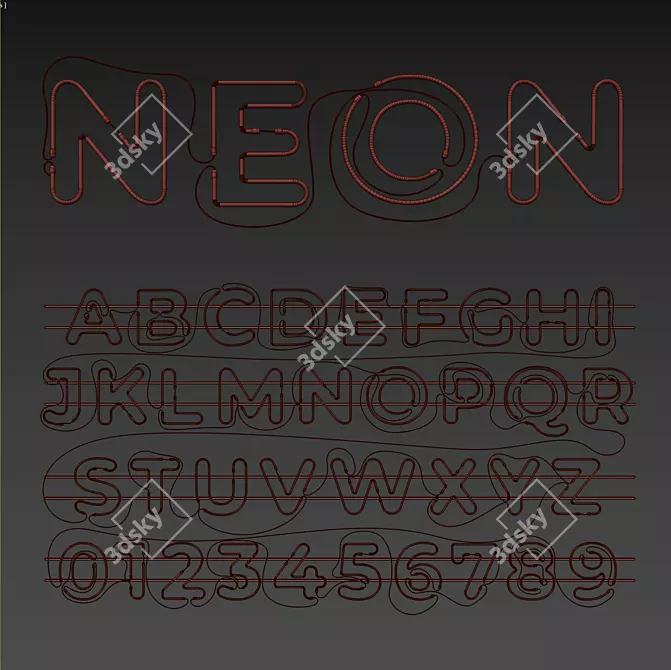 Glowing Neon Alphabet Set 3D model image 5