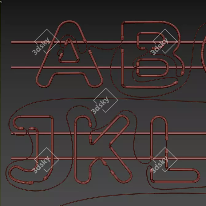 Glowing Neon Alphabet Set 3D model image 6