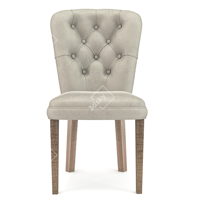 Vintage Carved Chair with Upholstered Seat 3D model image 2