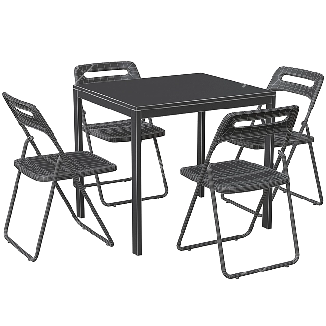 Modern White Dining Set 3D model image 2