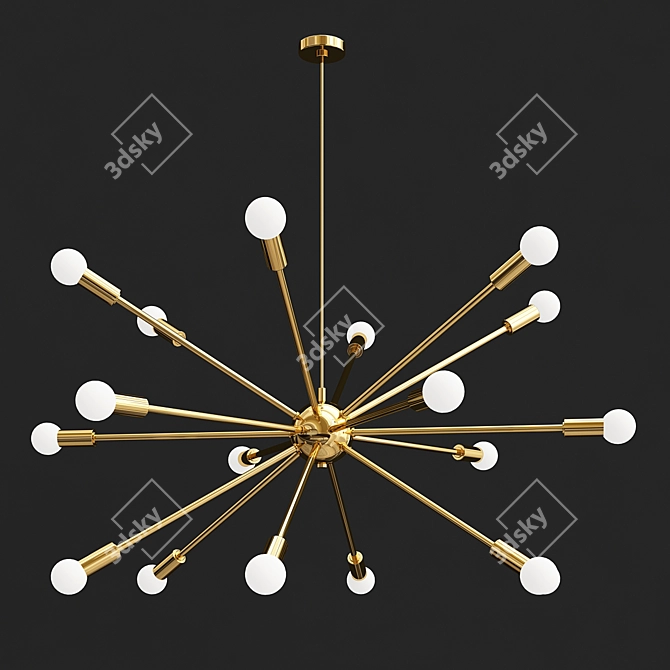 Modern Atomic Arms Chandelier 3D model image 1