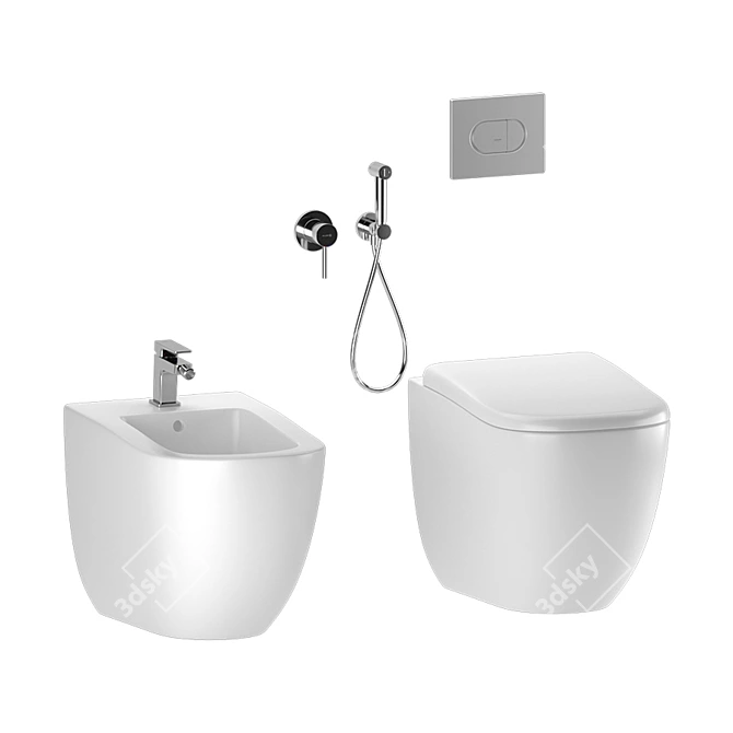 Cielo Fluid Back to Wall WC/Bidet Set 3D model image 2