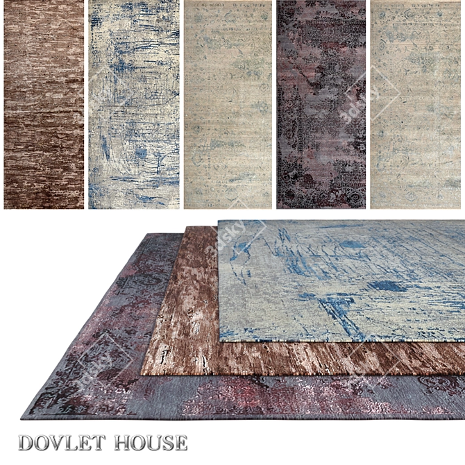 Luxurious DOVLET HOUSE Carpets - 5-Piece Set (Part 734) 3D model image 1
