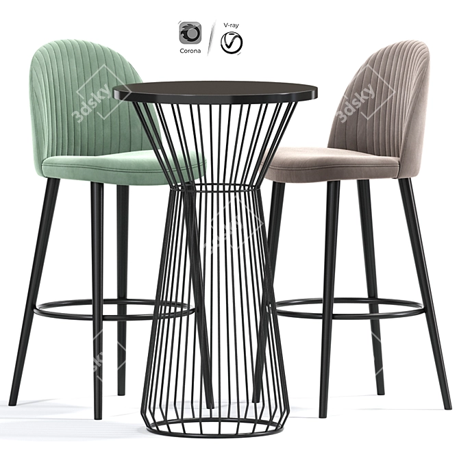 Lily Bar Stool Table: Stylish and Functional 3D model image 1