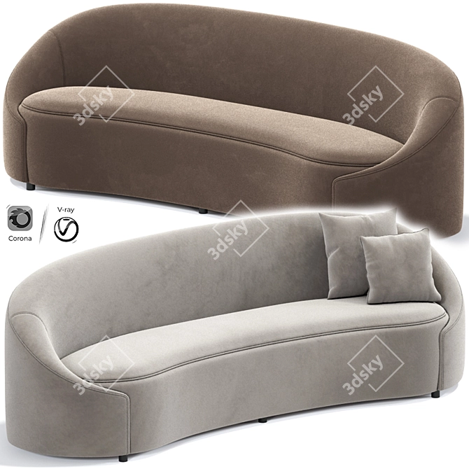 Contemporary Stone Curved Sofa 3D model image 1