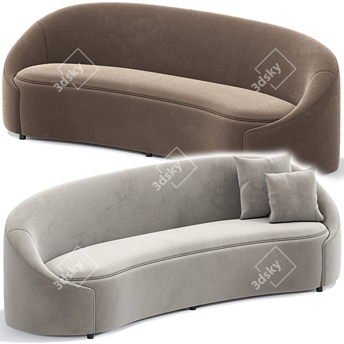 Contemporary Stone Curved Sofa 3D model image 3