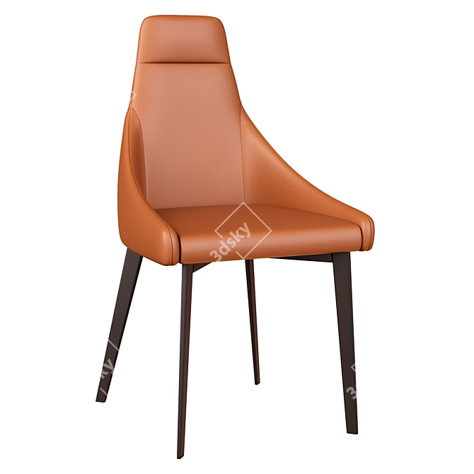 Elegant Leather Dining Chair 3D model image 1