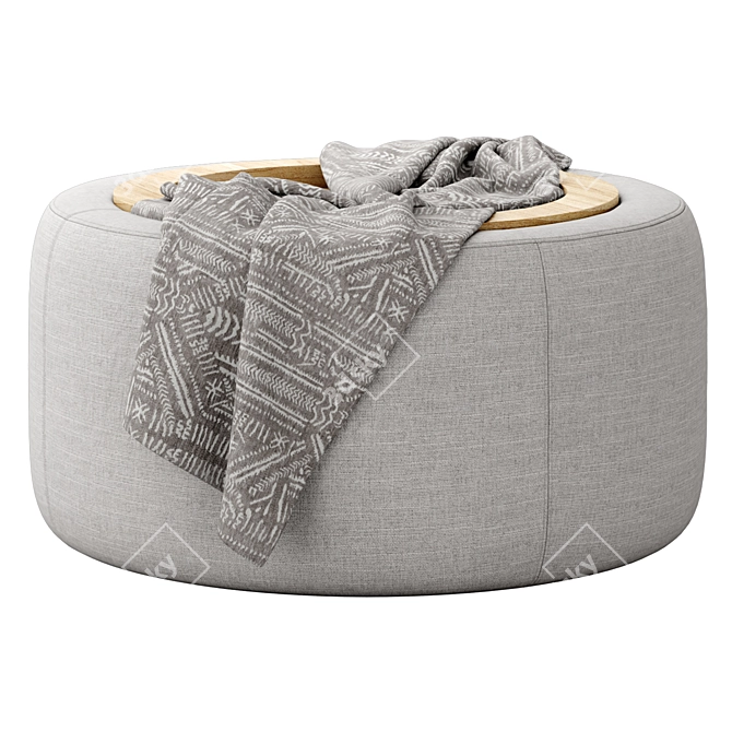 Luxurious Fabric Storage Ottoman 3D model image 2