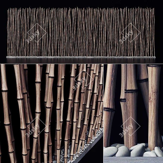 Bamboo Screen Decor N1: Thin, Long, and Natural 3D model image 1