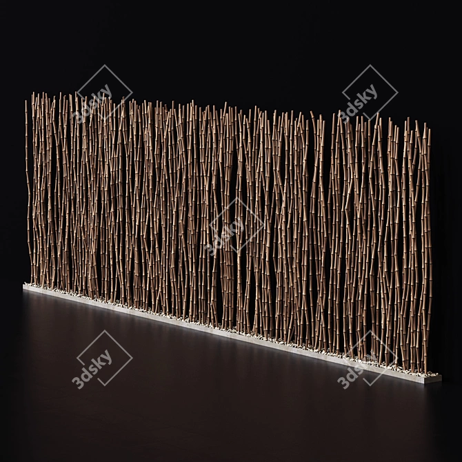 Bamboo Screen Decor N1: Thin, Long, and Natural 3D model image 2