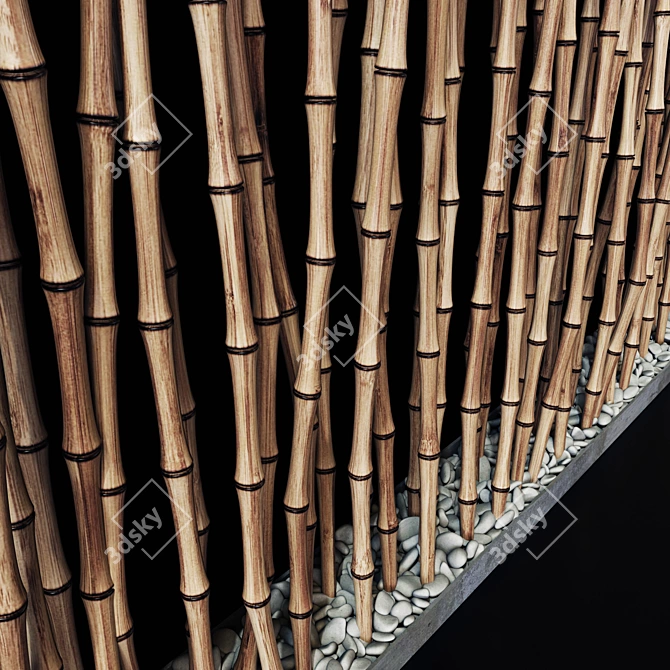 Bamboo Screen Decor N1: Thin, Long, and Natural 3D model image 3