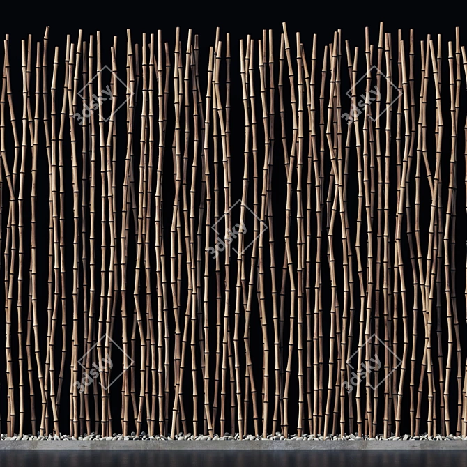 Bamboo Screen Decor N1: Thin, Long, and Natural 3D model image 4