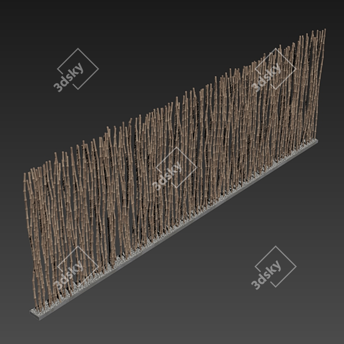 Bamboo Screen Decor N1: Thin, Long, and Natural 3D model image 6