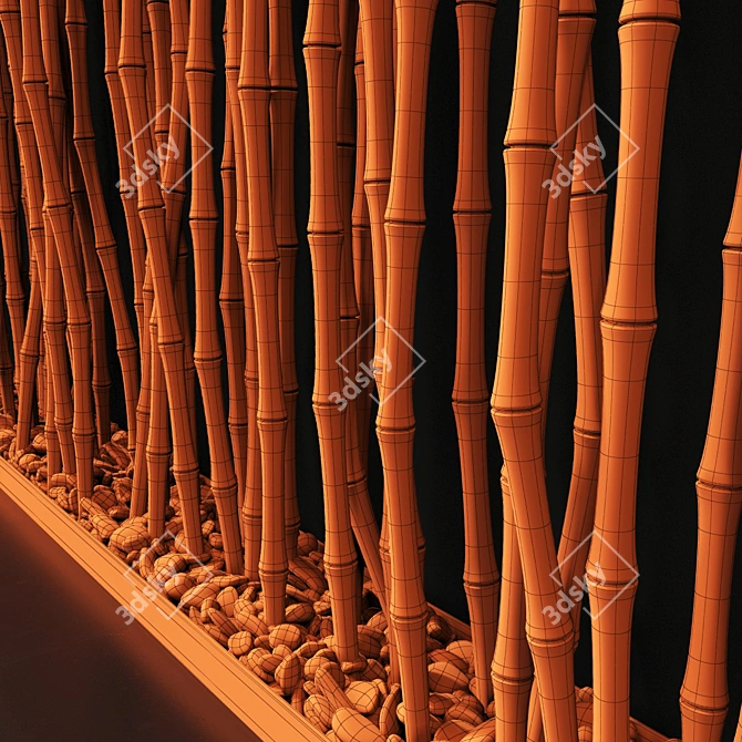 Bamboo Screen Decor N1: Thin, Long, and Natural 3D model image 7