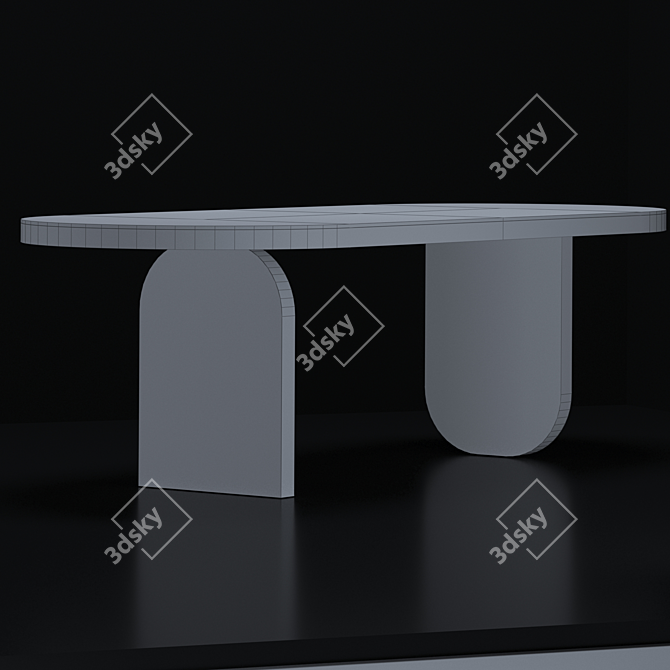 Elegant Walnut Dining Table with Aged Brass Accents 3D model image 3