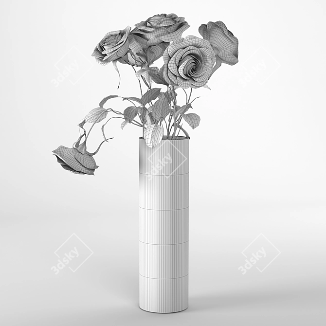 Elegant Red Rose Bouquet 3D model image 3