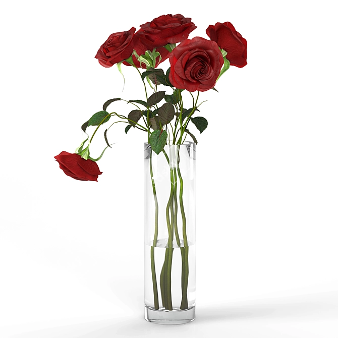 Elegant Red Rose Bouquet 3D model image 8