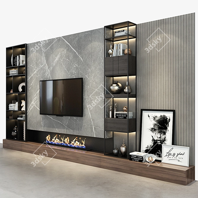 Sleek TV Shelf Stand 3D model image 3