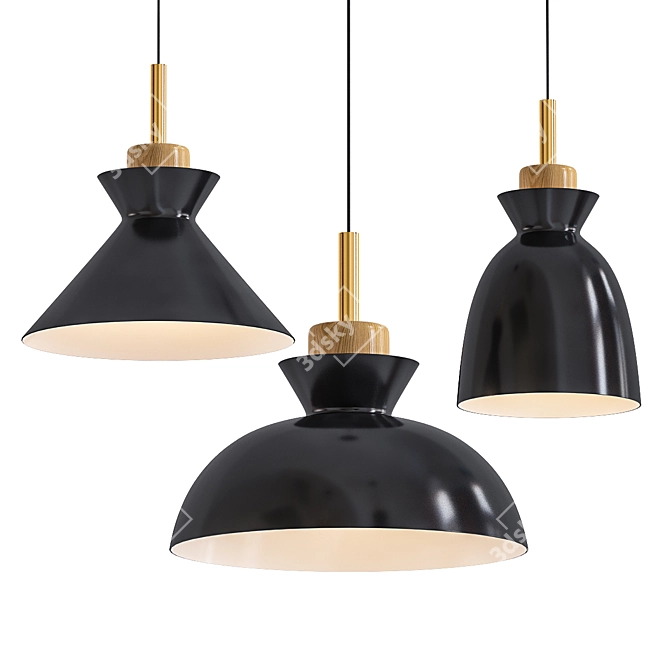 Nordic Metal Pendant Light 3D model image 1