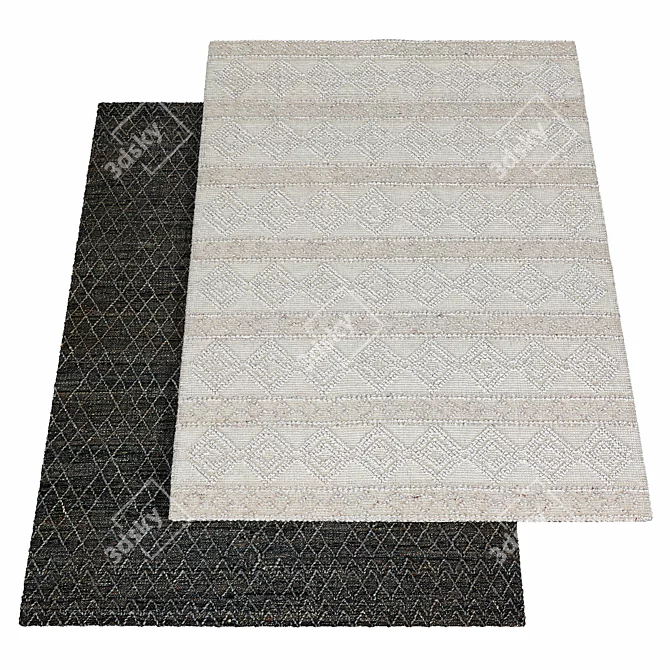 Modern Geometric Grey Rug 3D model image 1