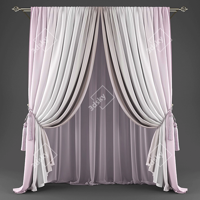 Elegant Polys Curtains Set 3D model image 1