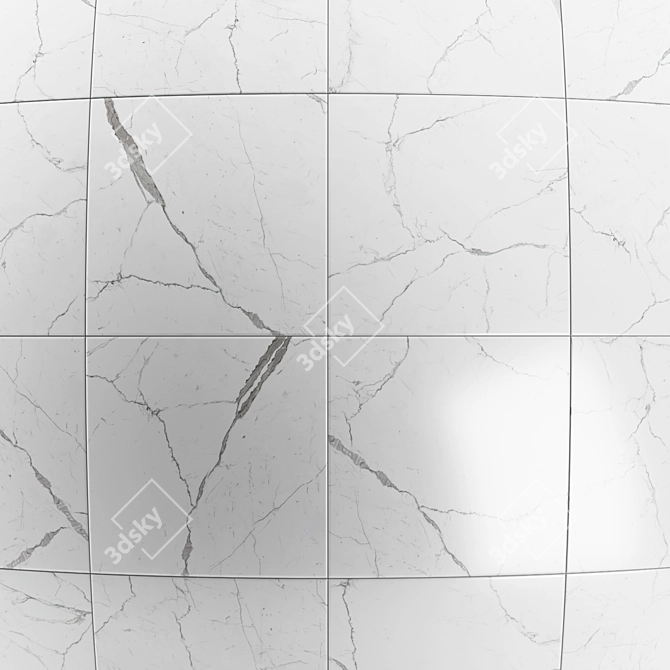 Carrara White Marble Tile: Elegant and Versatile 3D model image 2