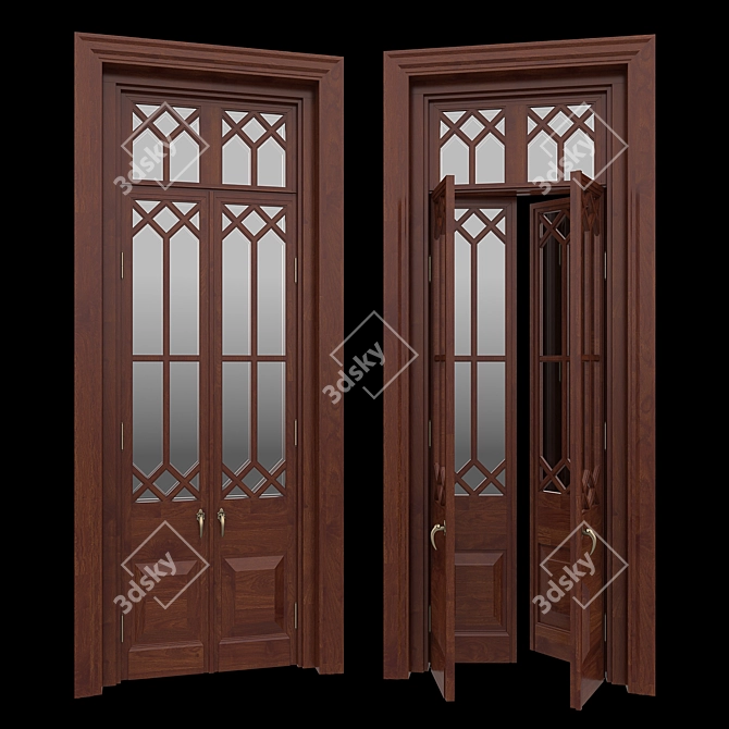 Elegant Double Door, 2900-3000x1050-1250mm 3D model image 3