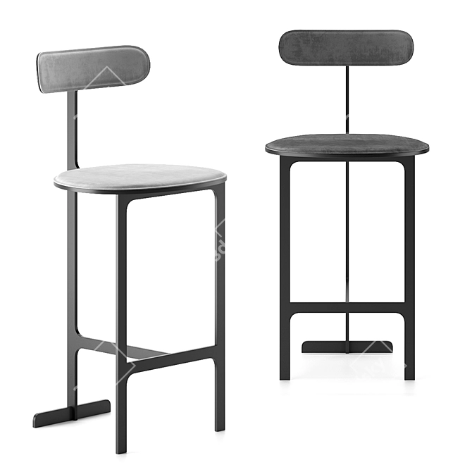 Sleek Park Place Bar Stool 3D model image 1