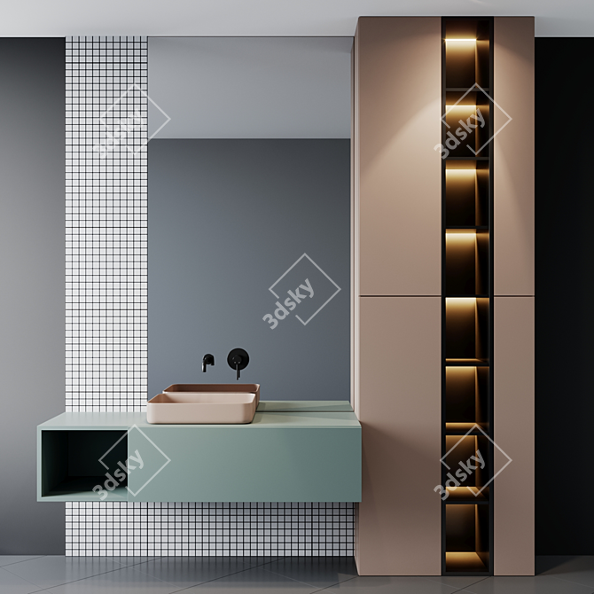 Modern Bath Set 16: Stylish & Functional 3D model image 1