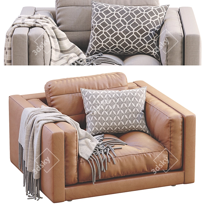 Flexform LUCIEN Armchair: Stylish Comfort for Your Space 3D model image 3