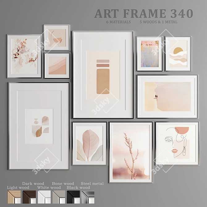 Versatile Art Frame Collection: 11 Frames in 6 Materials 3D model image 1