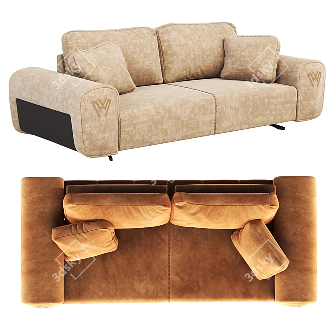 Misis Elegant Three-Seater Sofa 3D model image 2