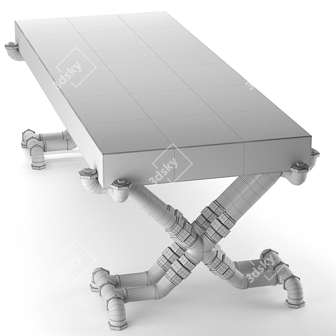 Industrial Steel Table 3D model image 6