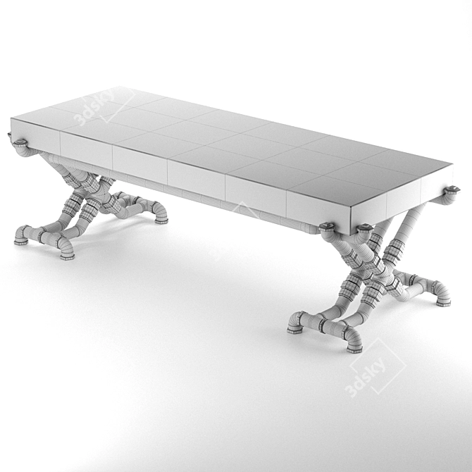 Industrial Steel Table 3D model image 7