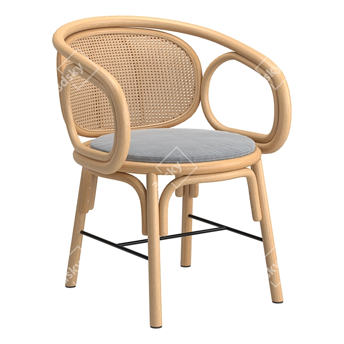 Sleek Rattan Dining Chair 3D model image 2