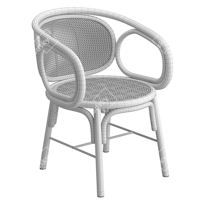 Sleek Rattan Dining Chair 3D model image 5