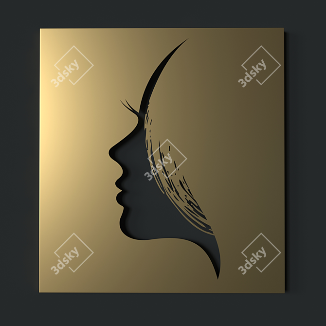 Elegant Silhouette Decor Panel 3D model image 1