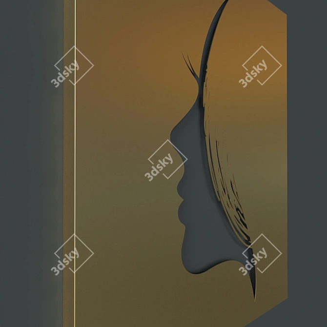 Elegant Silhouette Decor Panel 3D model image 3