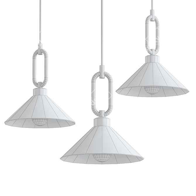 Macaron Pendant Light: Metal Shade & Oval Ring 3D model image 2