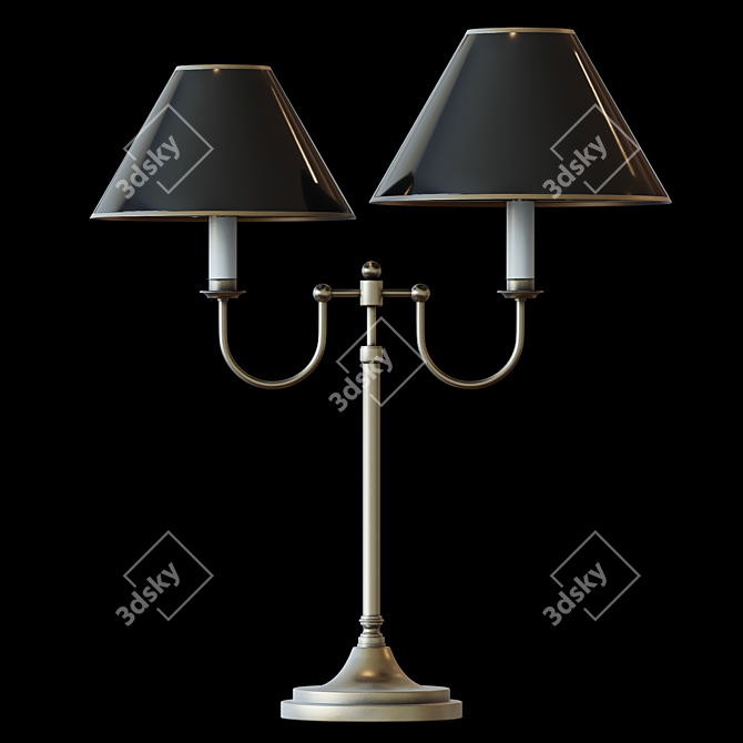 Vintage Double Flemish Desk Lamp 3D model image 1