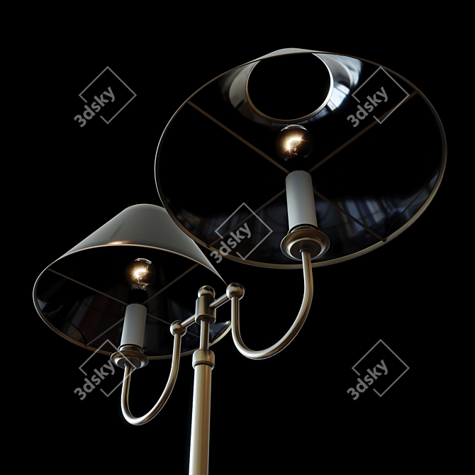 Vintage Double Flemish Desk Lamp 3D model image 3