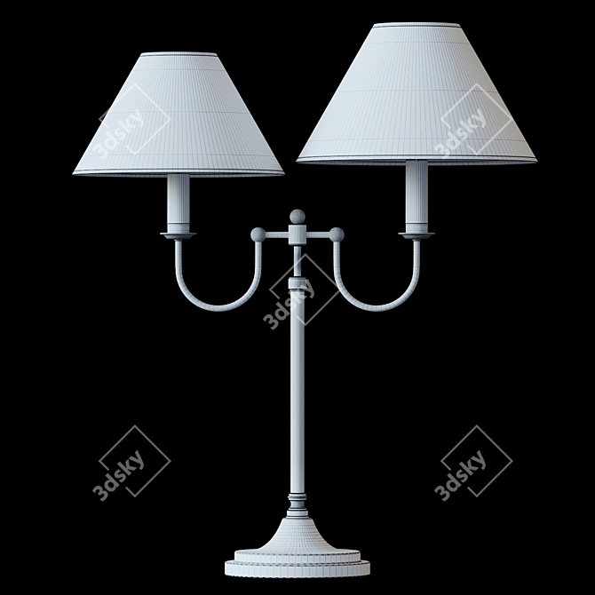 Vintage Double Flemish Desk Lamp 3D model image 4