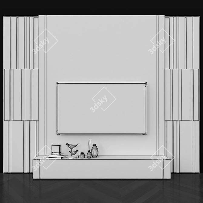 Modern TV Wall Set - Sleek Design for 65 inch TVs 3D model image 4