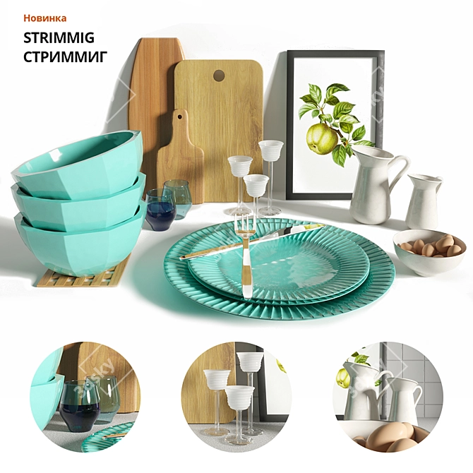 STRIMMIG Cookware Set: Stylish & Functional 3D model image 1