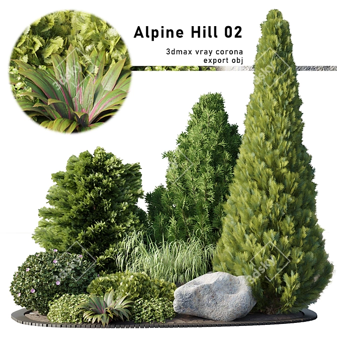 Alpine Hill 02: Stunning 3D Mountain Landscape 3D model image 1