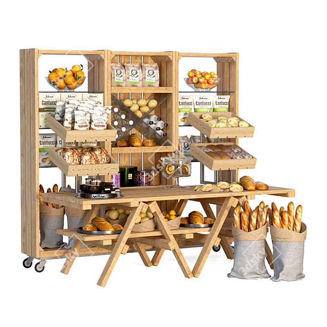 Market Showcase: Bread, Baguettes, Pastries & More 3D model image 1