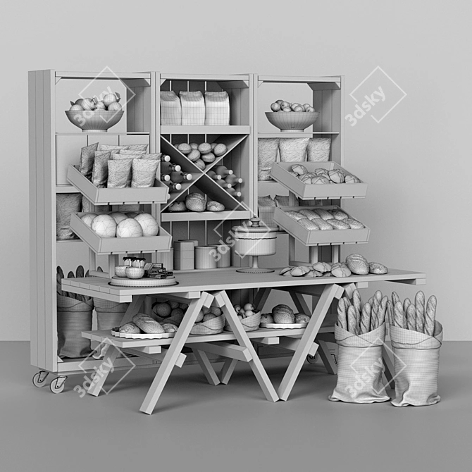 Market Showcase: Bread, Baguettes, Pastries & More 3D model image 2