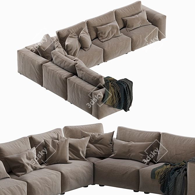 Luxury Coco Republic Soren Large Modular Sofa 3D model image 1